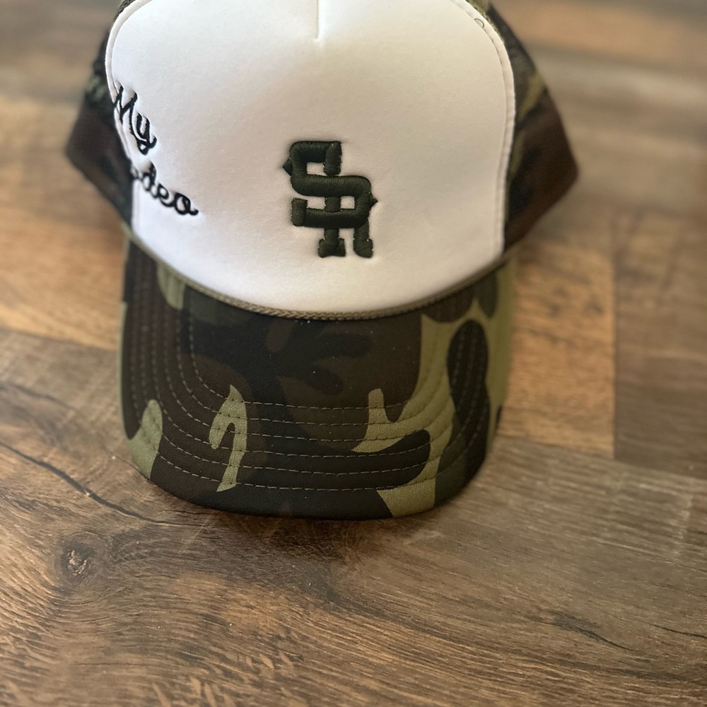 Camo and White Trucker Hat